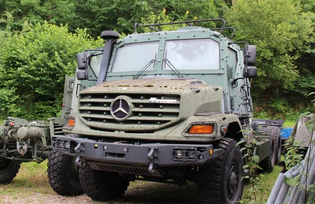 This Unimog is coming back from Afghanistan.